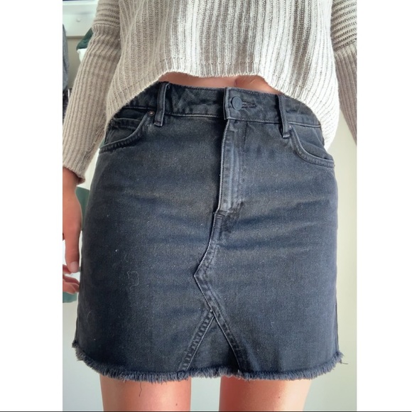 mango black denim skirt
